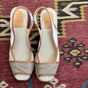 Tan Espadrille Slingback Shoes with Peep-Toe Design